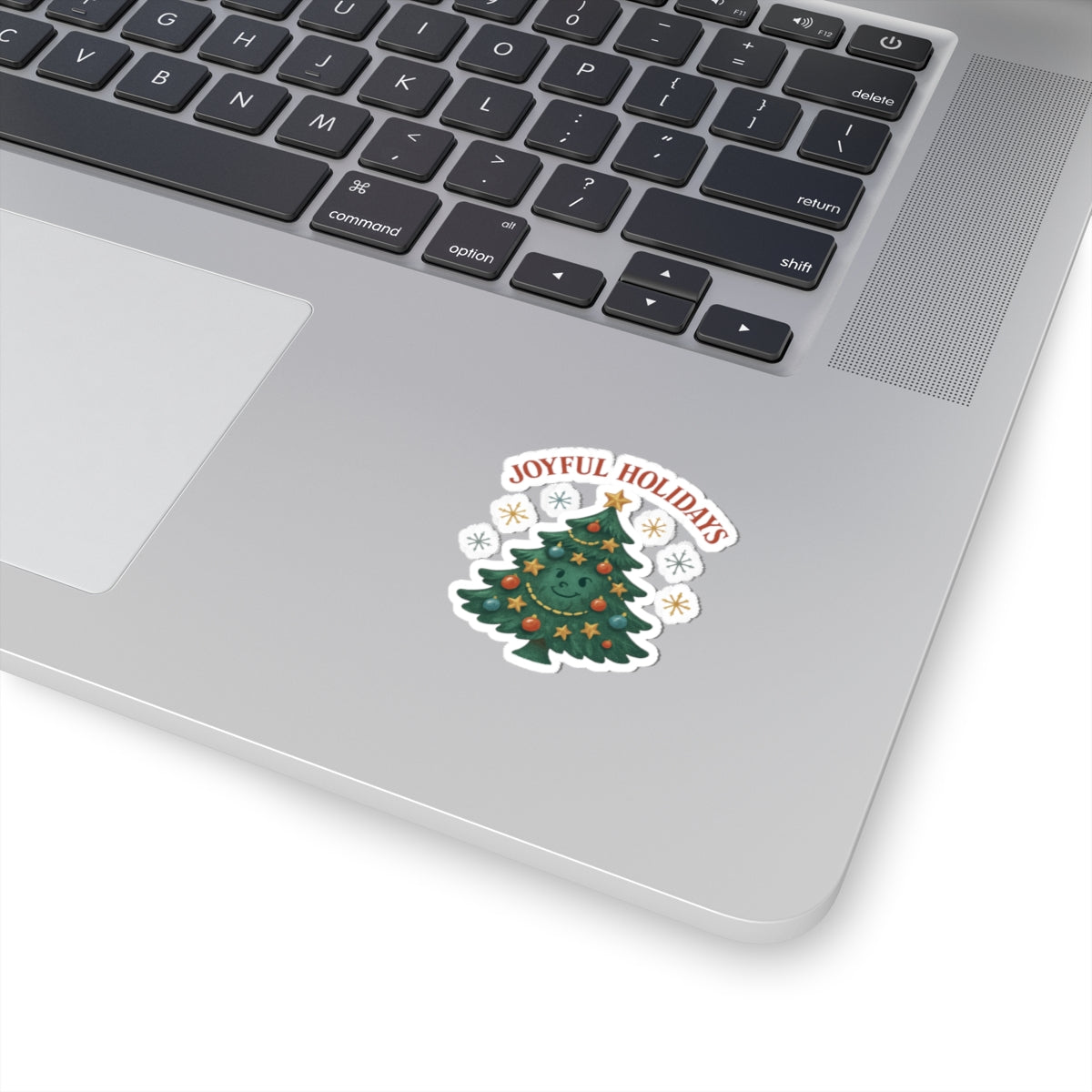 Joyful Holidays Christmas Tree Sticker — Cute Festive Kiss-Cut Decal