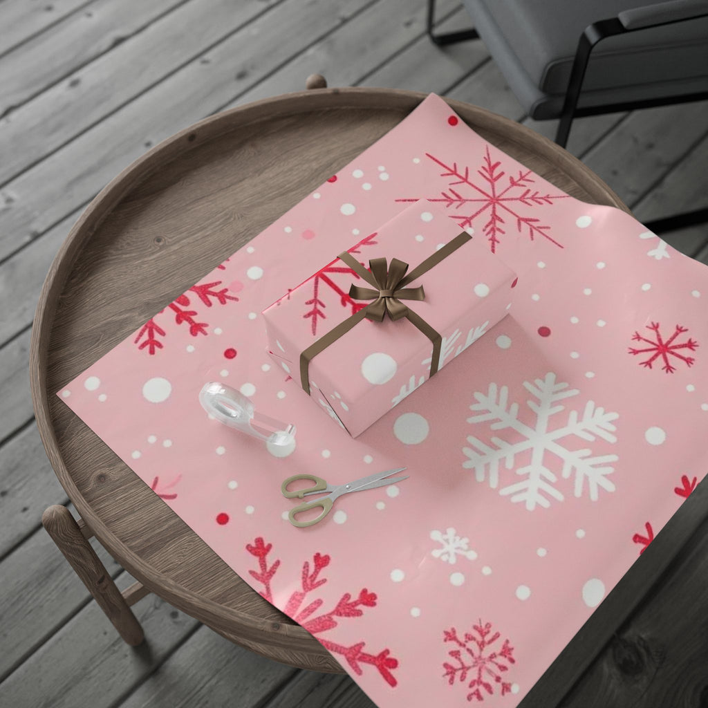 Pink Snowflake Wrapping Paper – Holiday Gift Wrap Roll