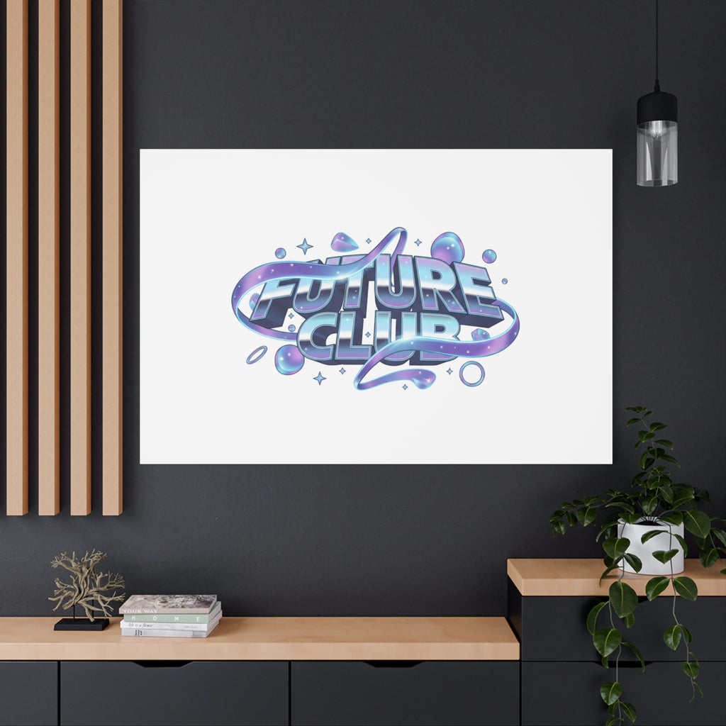 Futurist Chrome Logo Canvas | Iridescent Gradient, Liquid Metal Art
