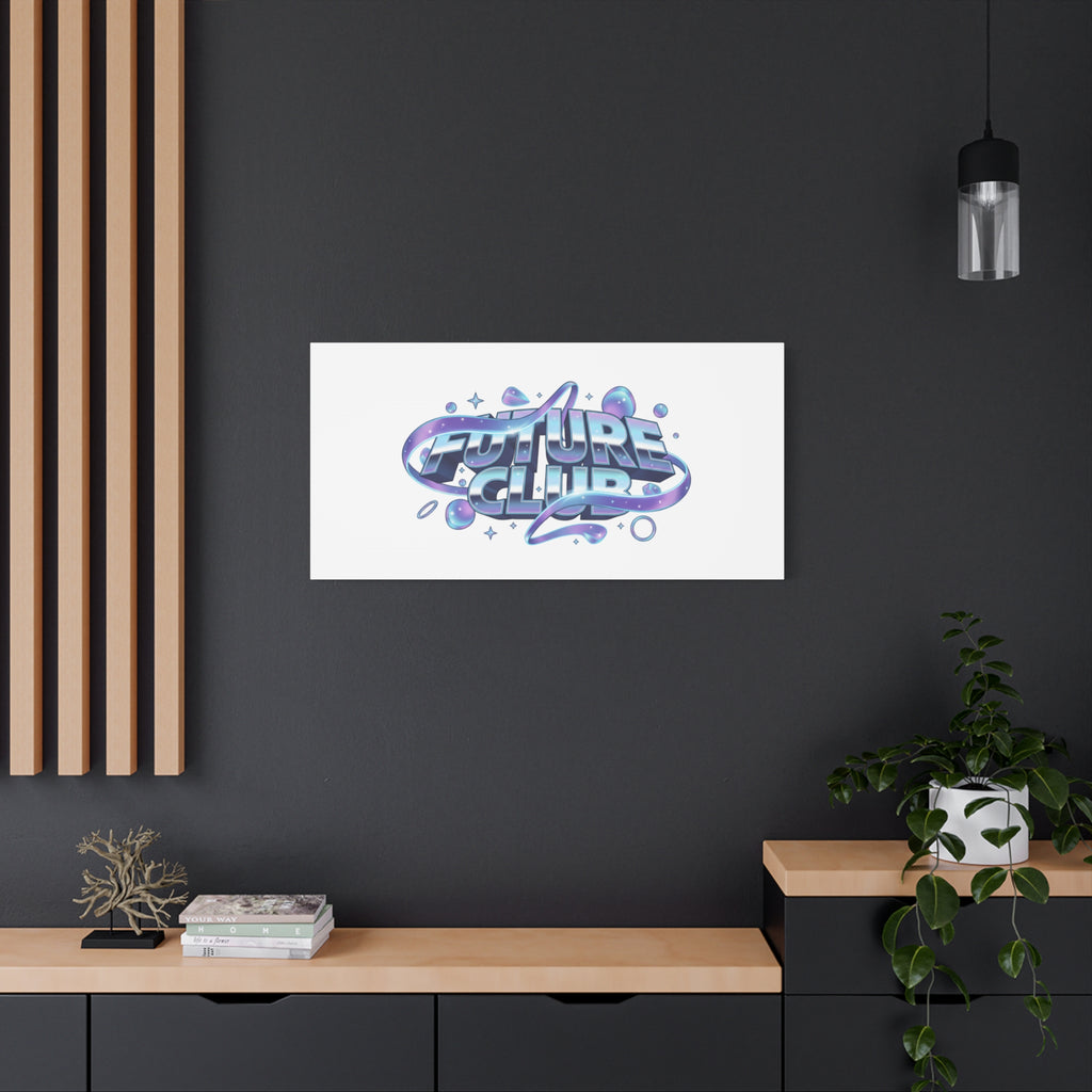 Futurist Chrome Logo Canvas | Iridescent Gradient, Liquid Metal Art