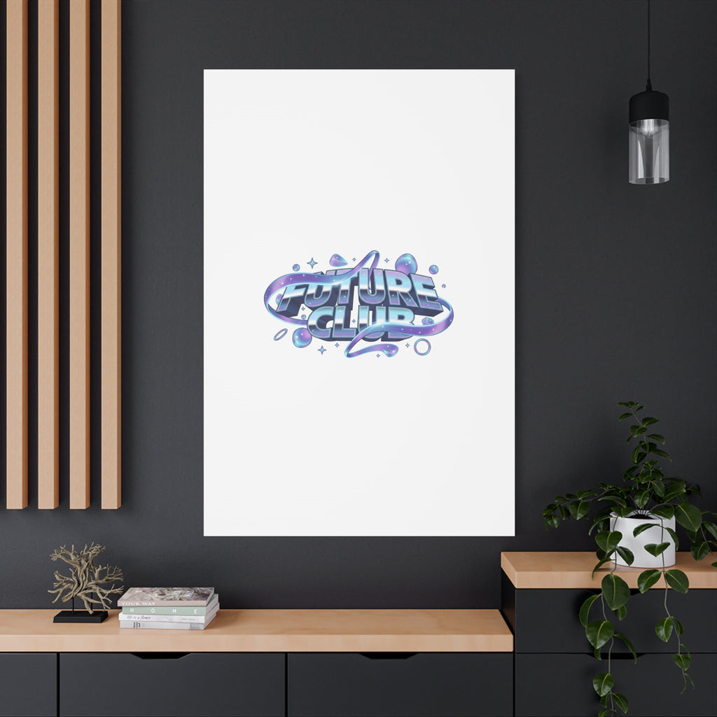 Futurist Chrome Logo Canvas | Iridescent Gradient, Liquid Metal Art