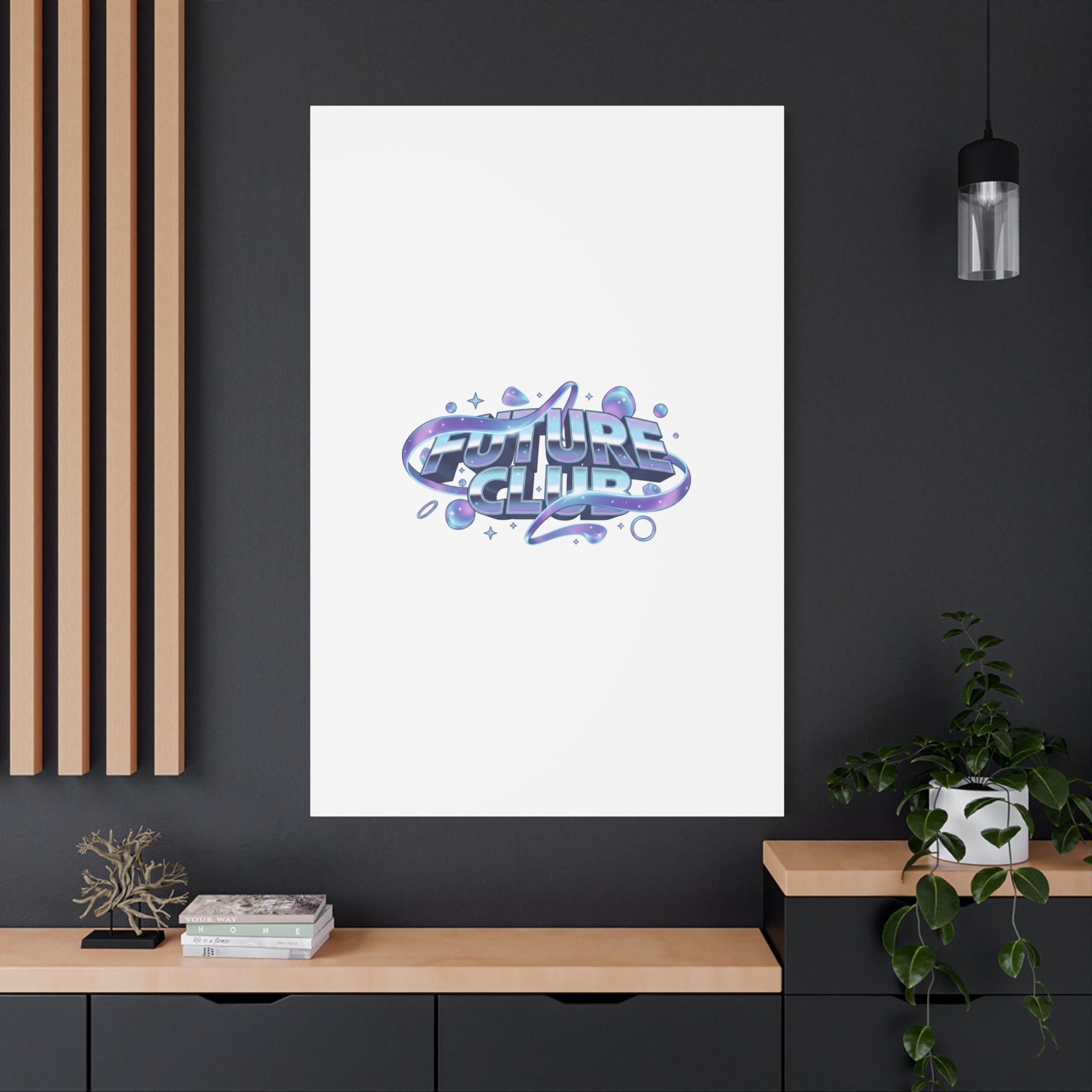 Futurist Chrome Logo Canvas | Iridescent Gradient, Liquid Metal Art