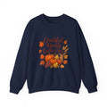 Grateful Hearts Gather Here Sweatshirt — Thanksgiving Pumpkin & Fall Leaves Crewneck