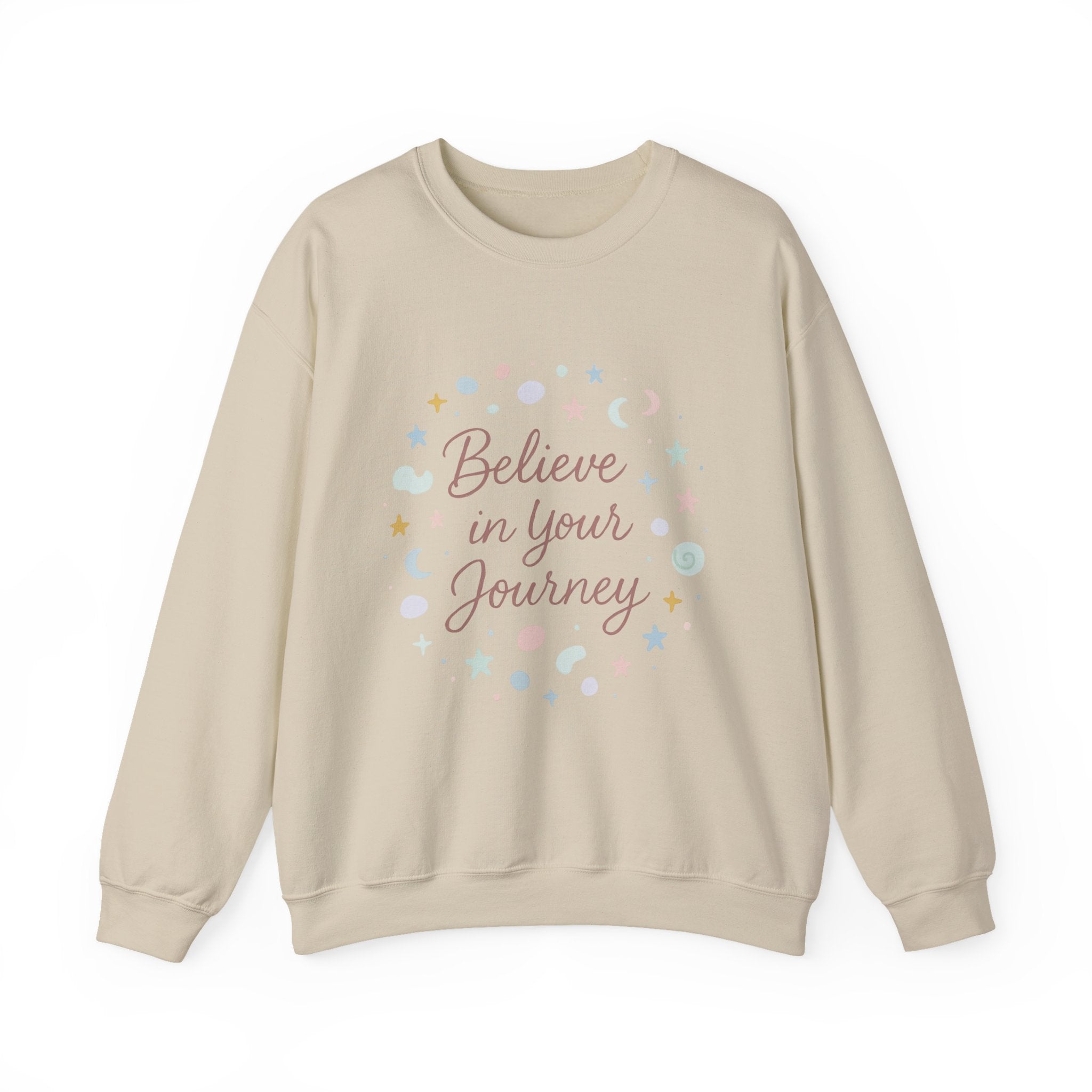 Believe in Your Journey Sweatshirt — Inspirational Pastel Crewneck for Women & Teens