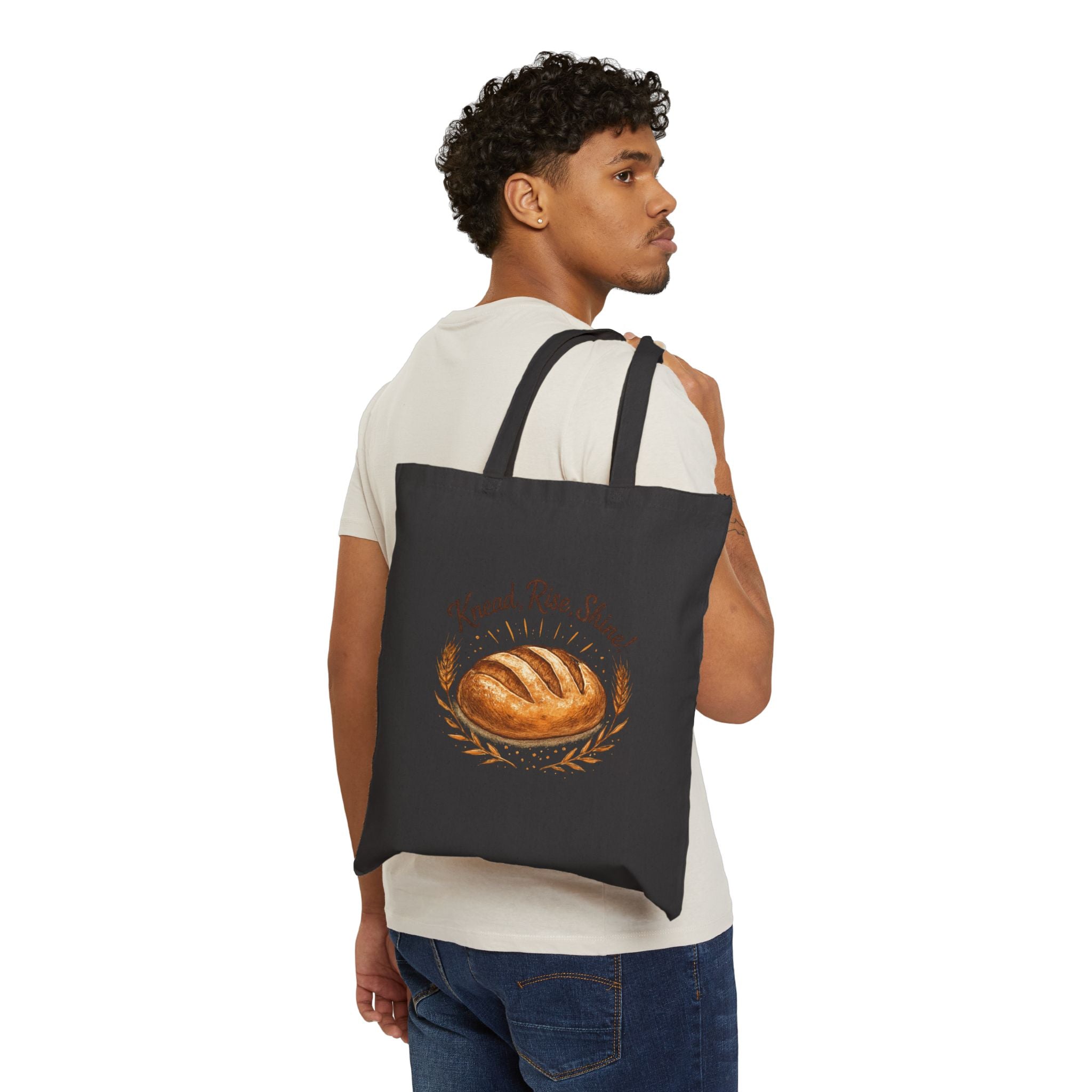 Tote Bag — "Knead, Rise, Shine!" Artisan Bread Canvas Tote