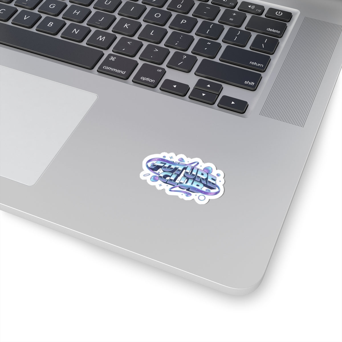Iridescent Liquid Metal Sticker | Futuristic Gradient Chrome Wave