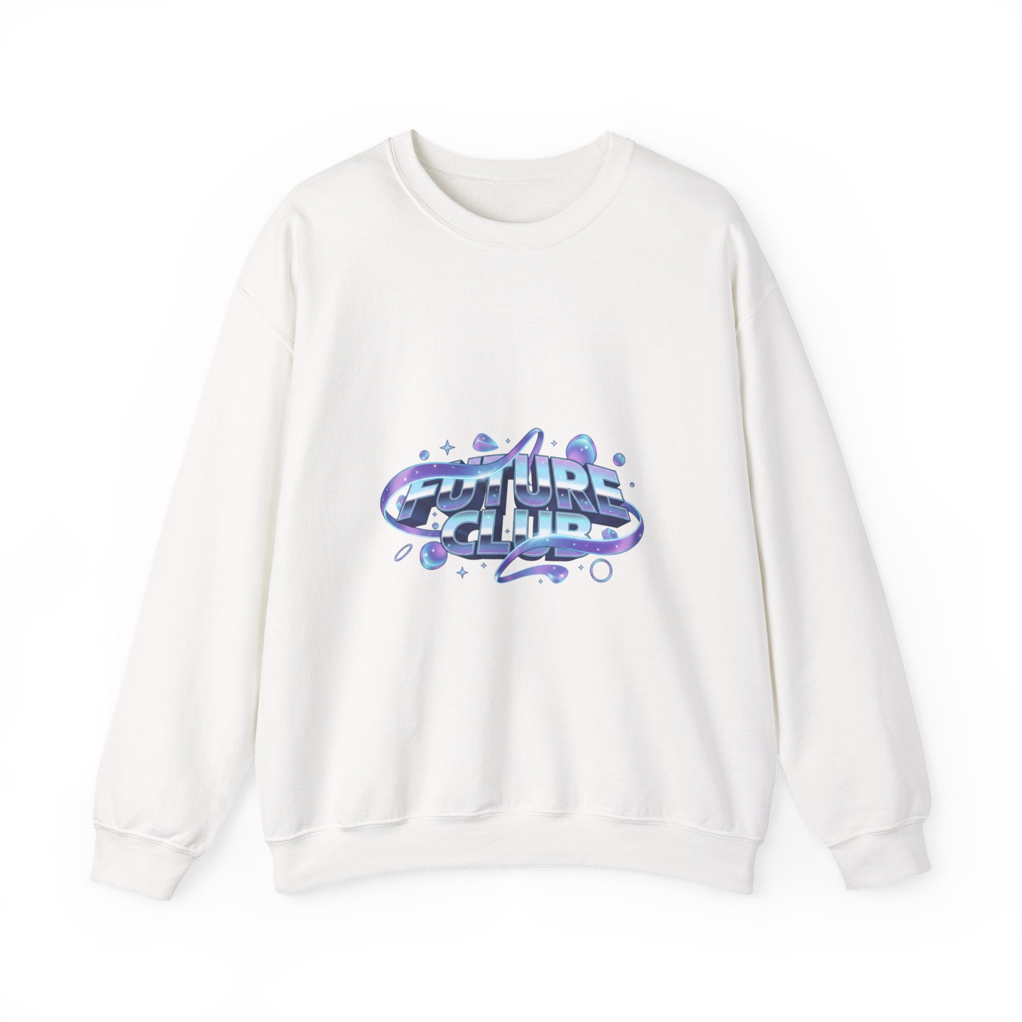 Futurist Chrome Gradient Crewneck Sweatshirt | Iridescent Liquid Metal Print