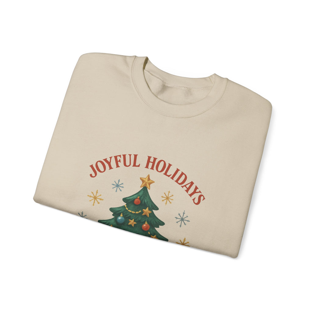 Holiday Crewneck Sweatshirt – Joyful Holidays Christmas Tree Design