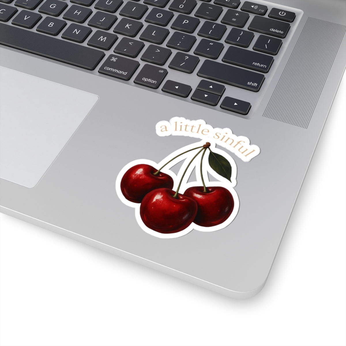 Cherry Sticker "a little sinful" — Vintage Fruit Kiss-Cut Decal for Laptops, Water Bottles & Journals