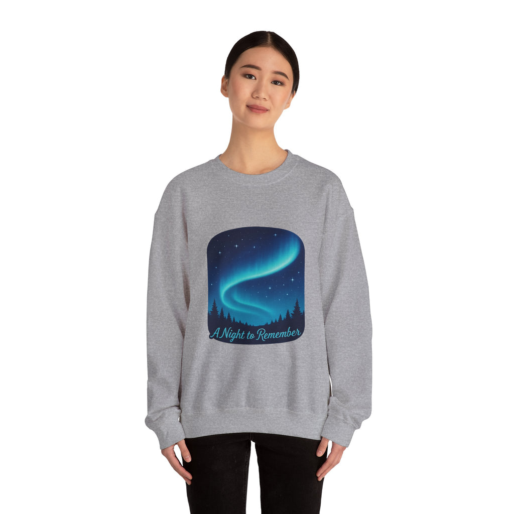 Aurora Night Crewneck Sweatshirt — "A Night to Remember" Graphic