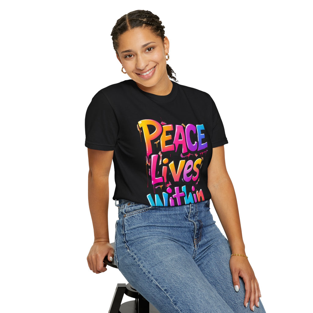 Peace Lives Within T-Shirt — Colorful Graffiti Spiritual Tee