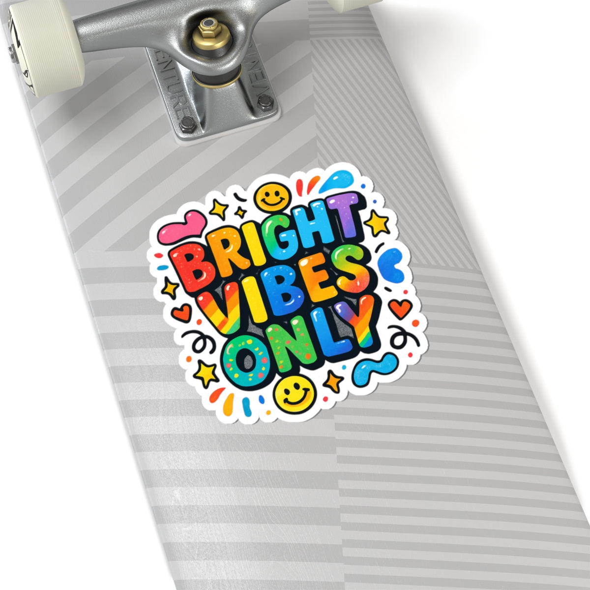 Bright Vibes Only Kiss-Cut Sticker — Colorful Rainbow Positivity Decal