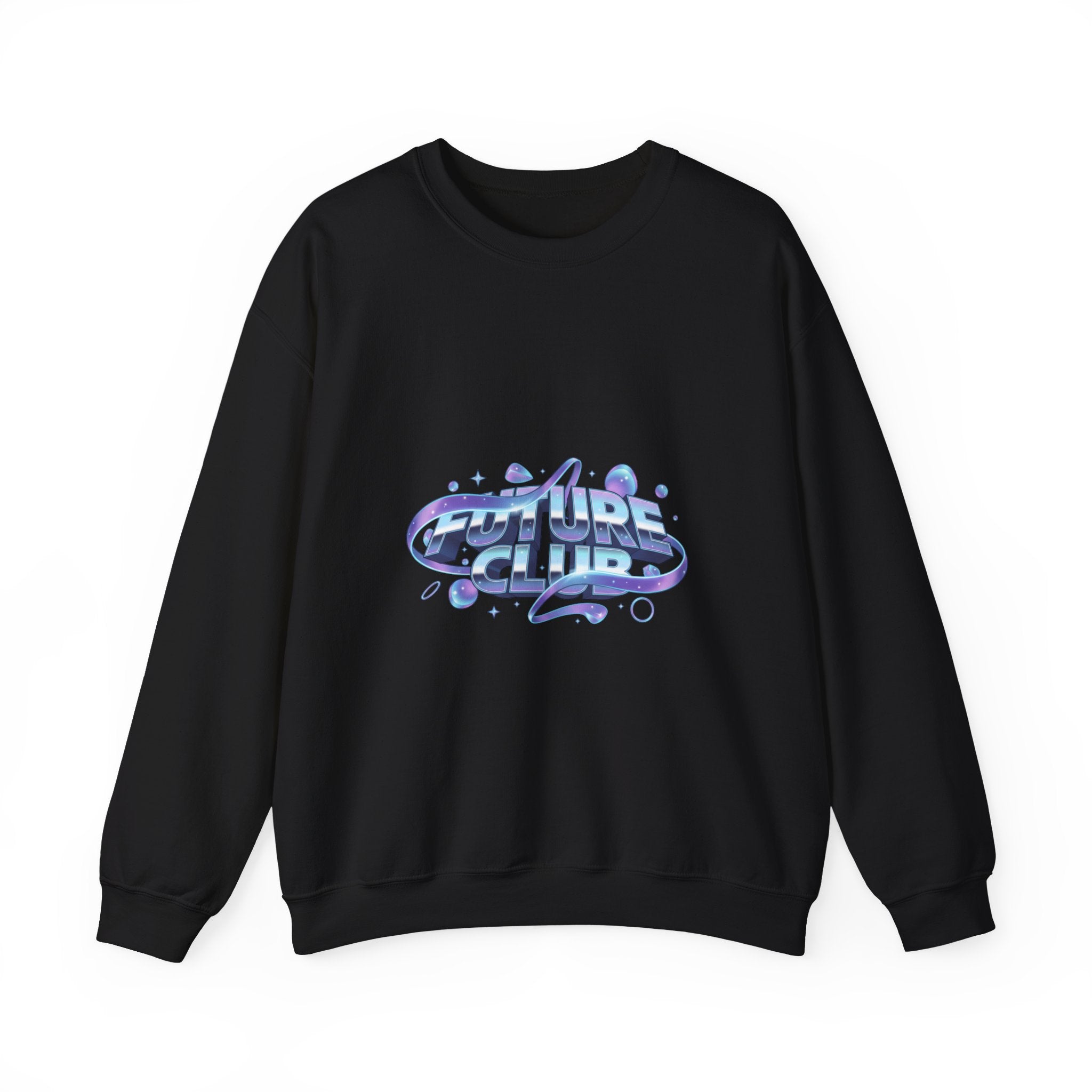 Futurist Chrome Gradient Crewneck Sweatshirt | Iridescent Liquid Metal Print