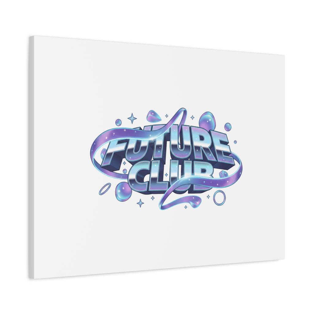 Futurist Chrome Logo Canvas | Iridescent Gradient, Liquid Metal Art