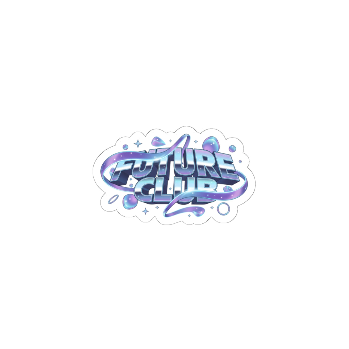 Iridescent Liquid Metal Sticker | Futuristic Gradient Chrome Wave