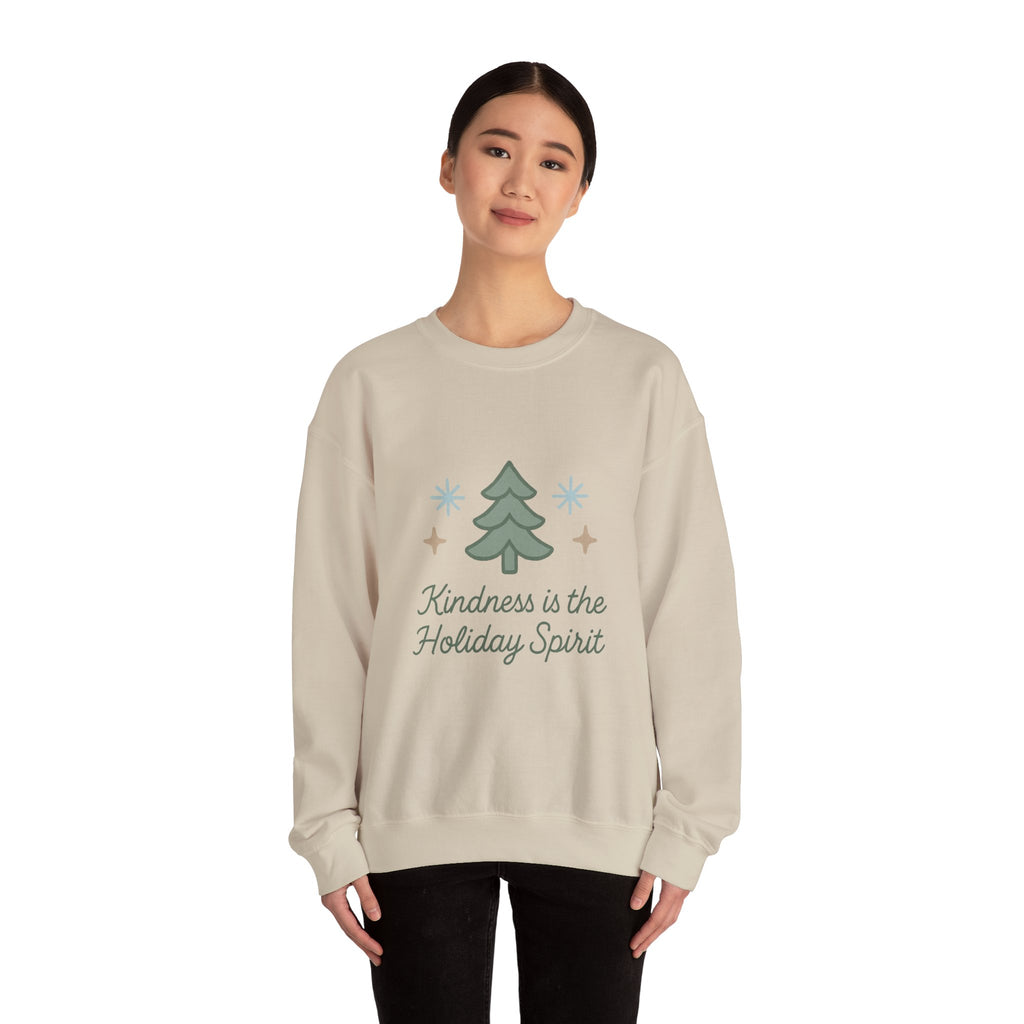 Holiday Kindness Sweatshirt — "Kindness is the Holiday Spirit" Christmas Tree Crewneck