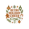 Retro Holiday Cheer Sticker — Festive Gingerbread & Ornaments Kiss-Cut Sticker