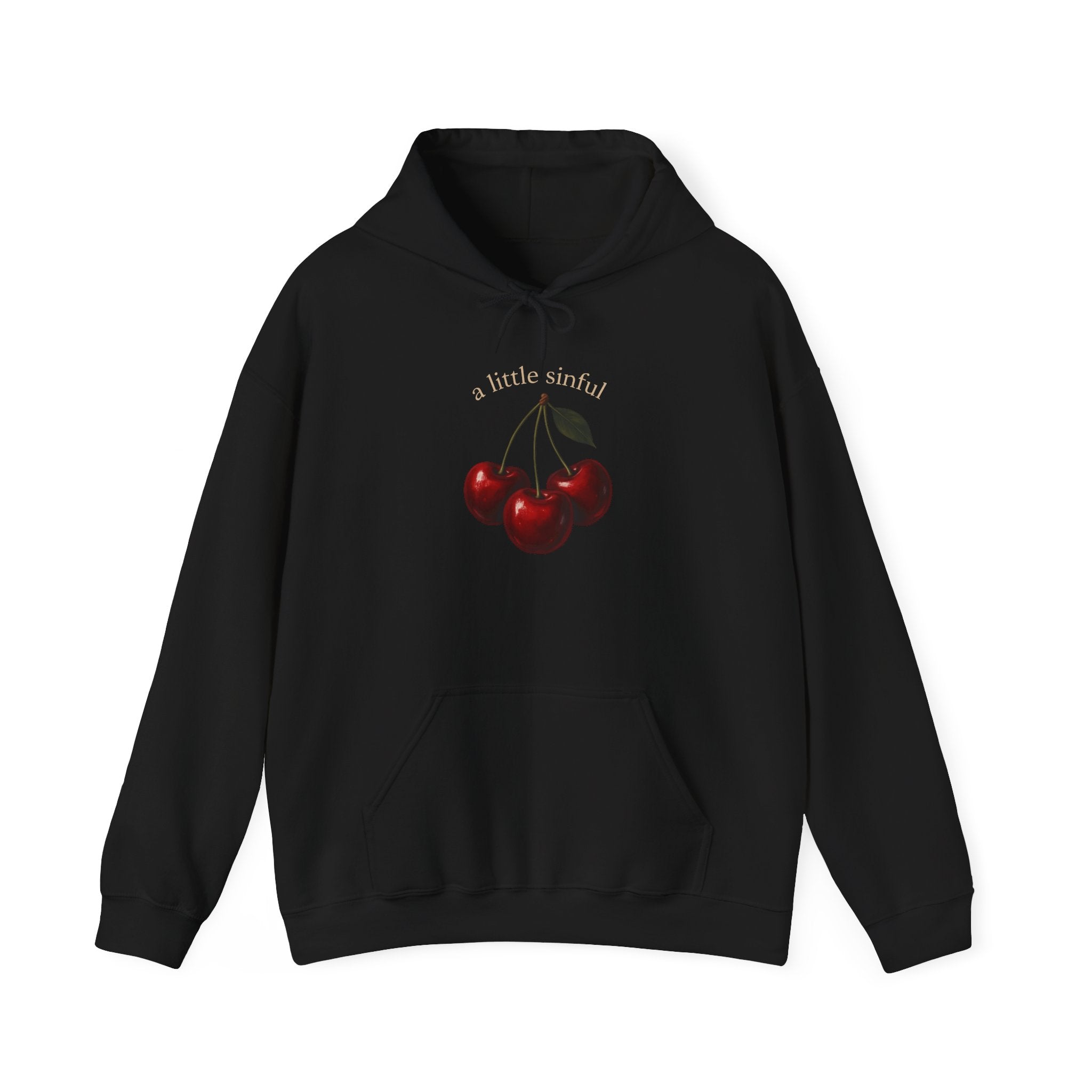 Cherry Illustration Hoodie — Minimal Vintage Fruit Graphic Sweatshirt