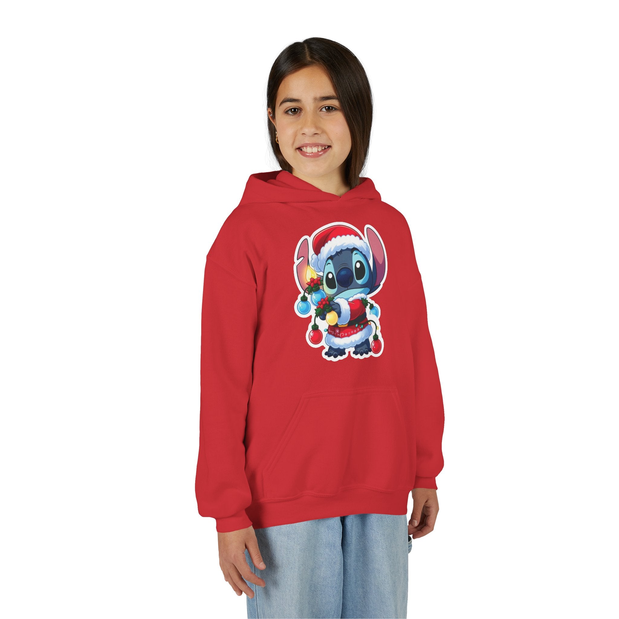 Festive Youth Hooded Sweatshirt with Santa Stitch Design, Holiday Sweatshirt, Christmas Gift, Kids Hoodie, Cute Winter Apparel, [...]