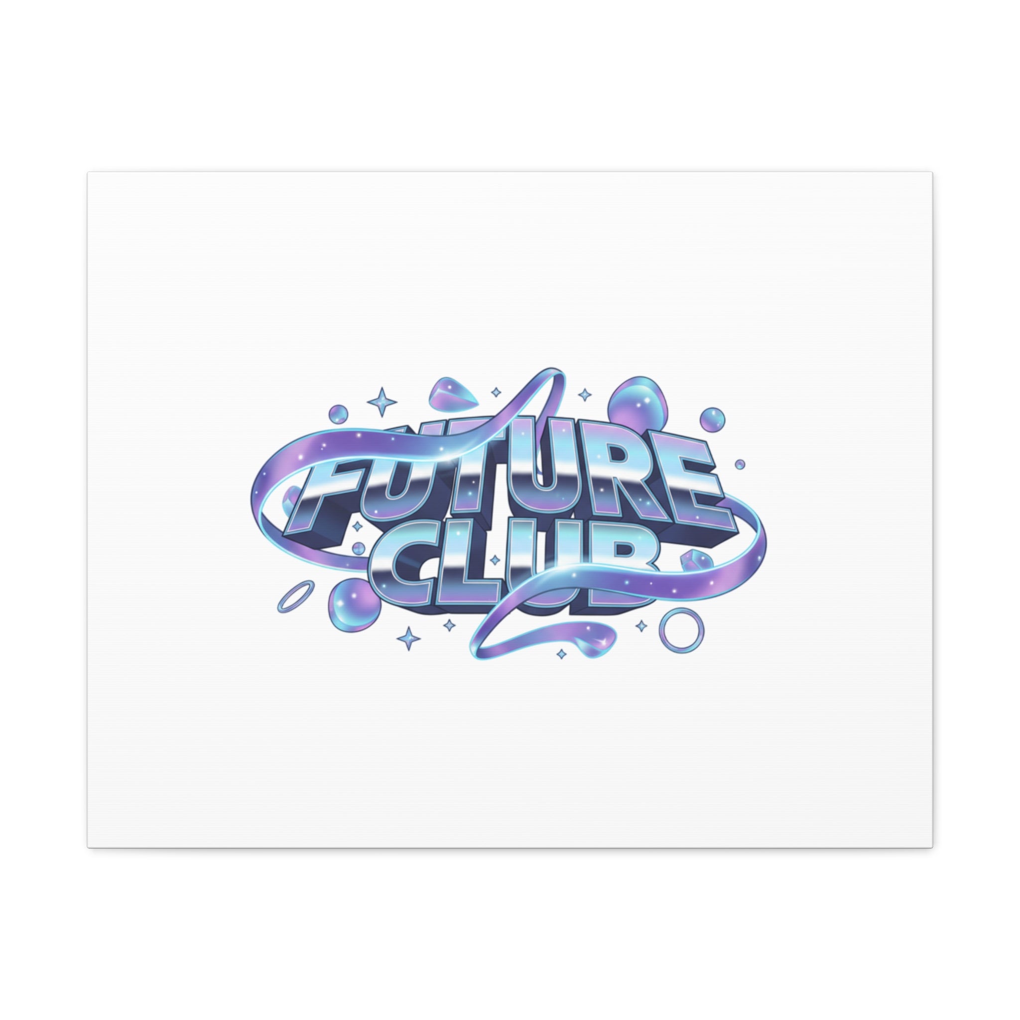 Futurist Chrome Logo Canvas | Iridescent Gradient, Liquid Metal Art