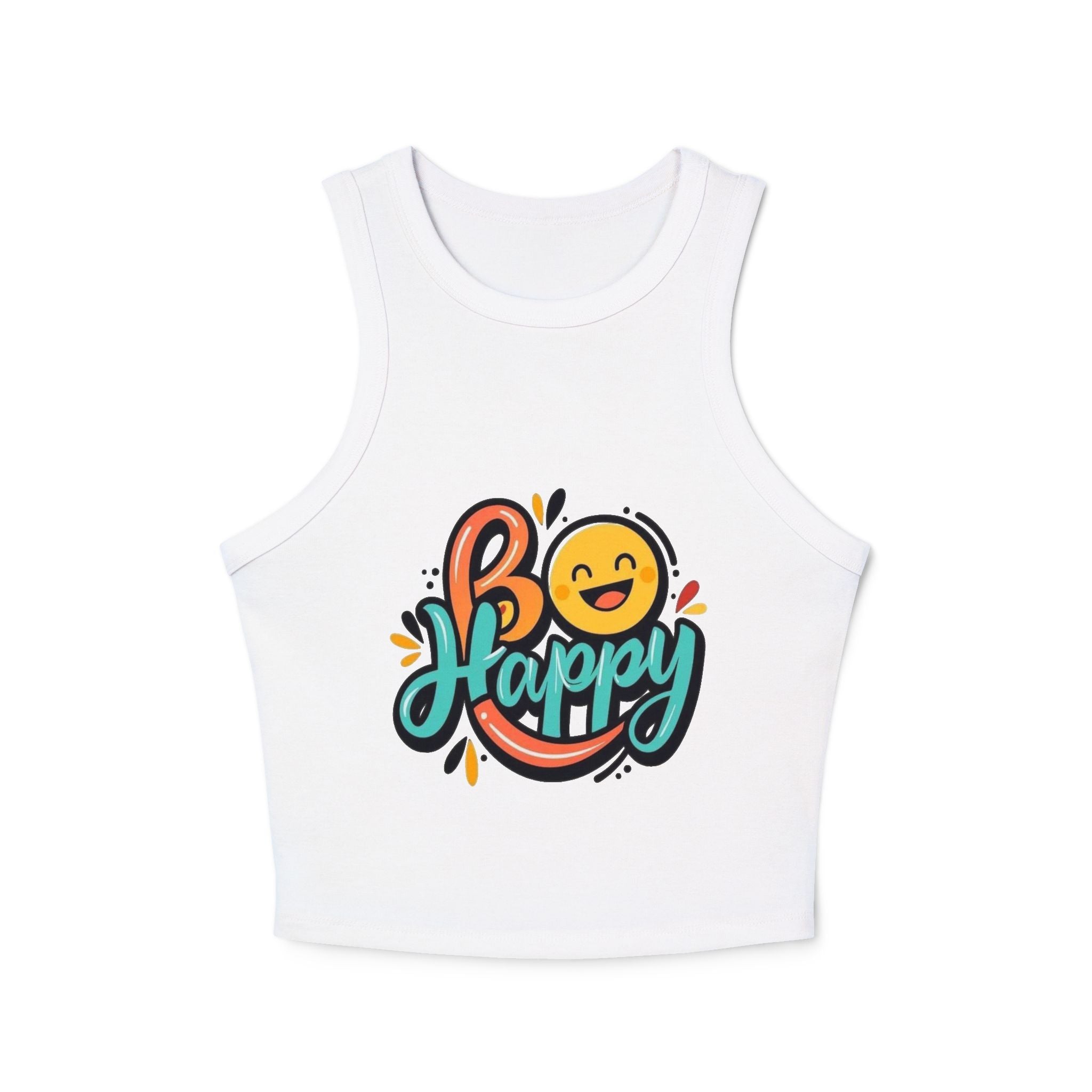 Be Happy Women's Micro Rib Racer Tank Top