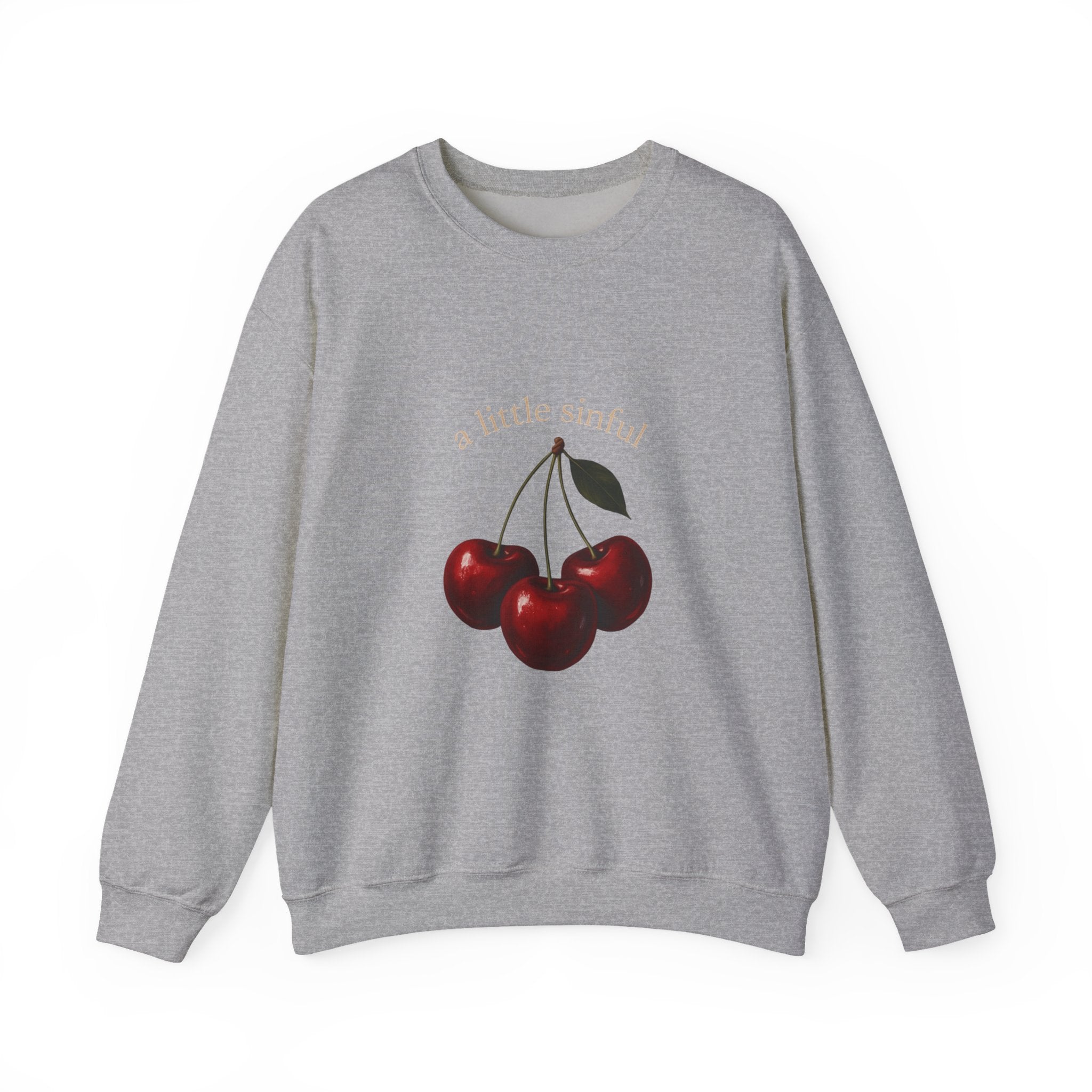 Crewneck Sweatshirt — "a little sinner" Cherry Graphic