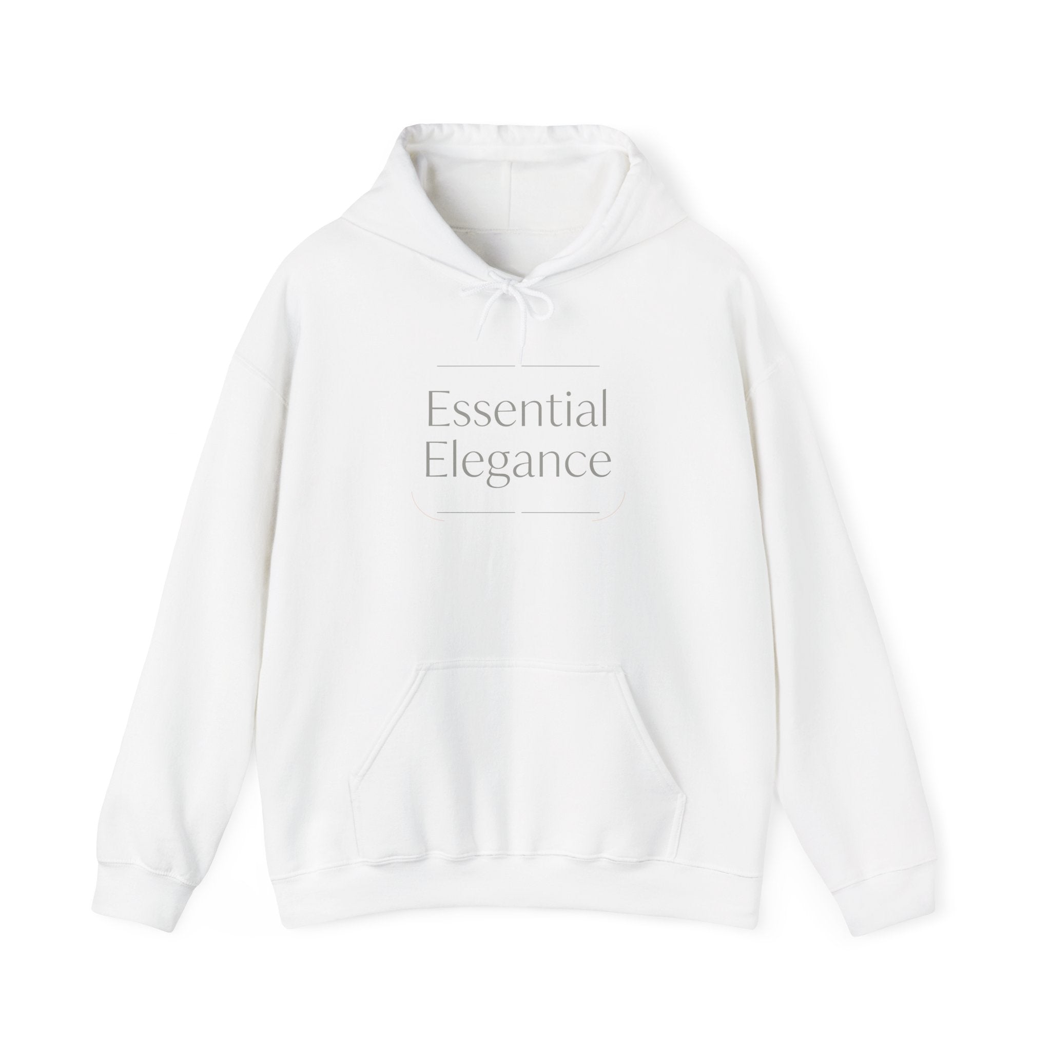 Essential Elegance Hoodie — Minimalist White Pullover with Subtle Script
