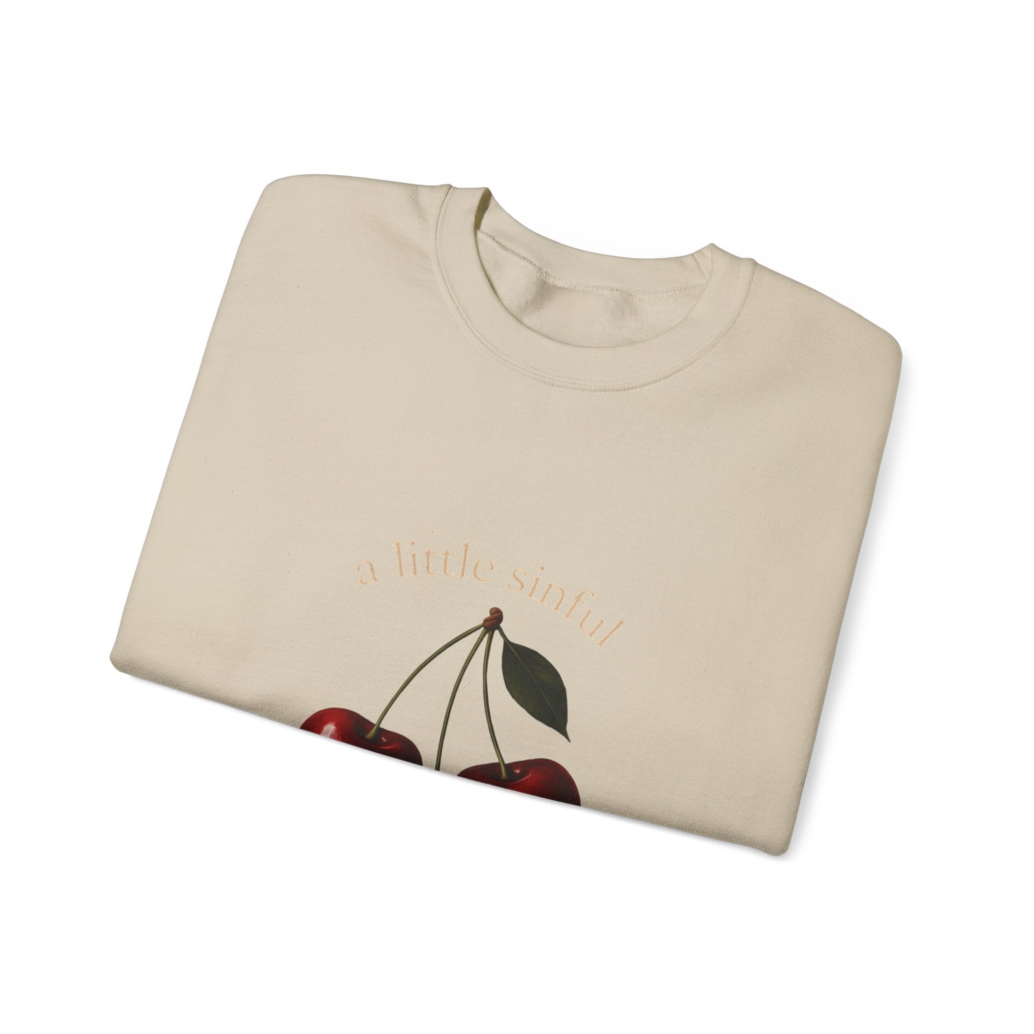 Crewneck Sweatshirt — "a little sinner" Cherry Graphic