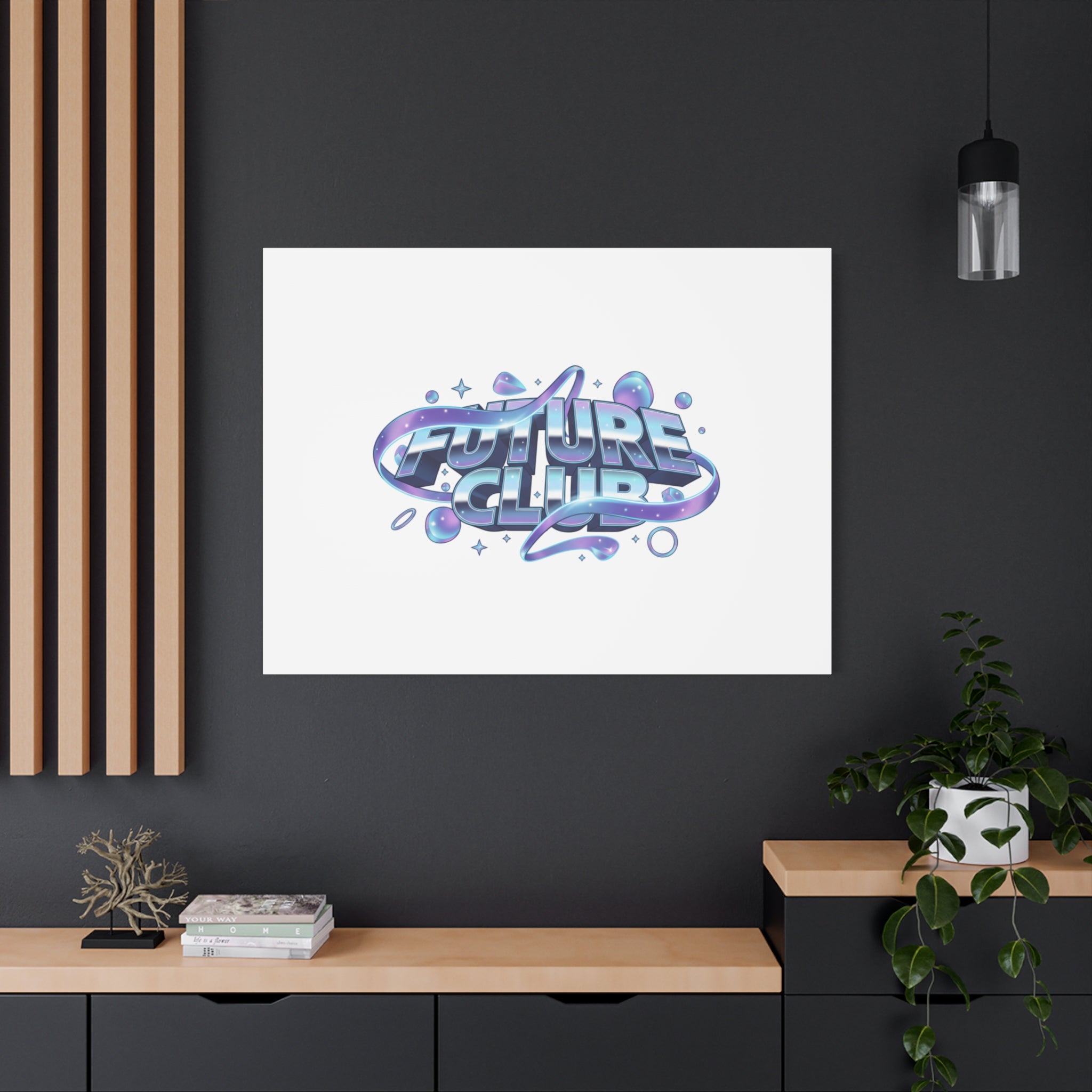Futurist Chrome Logo Canvas | Iridescent Gradient, Liquid Metal Art
