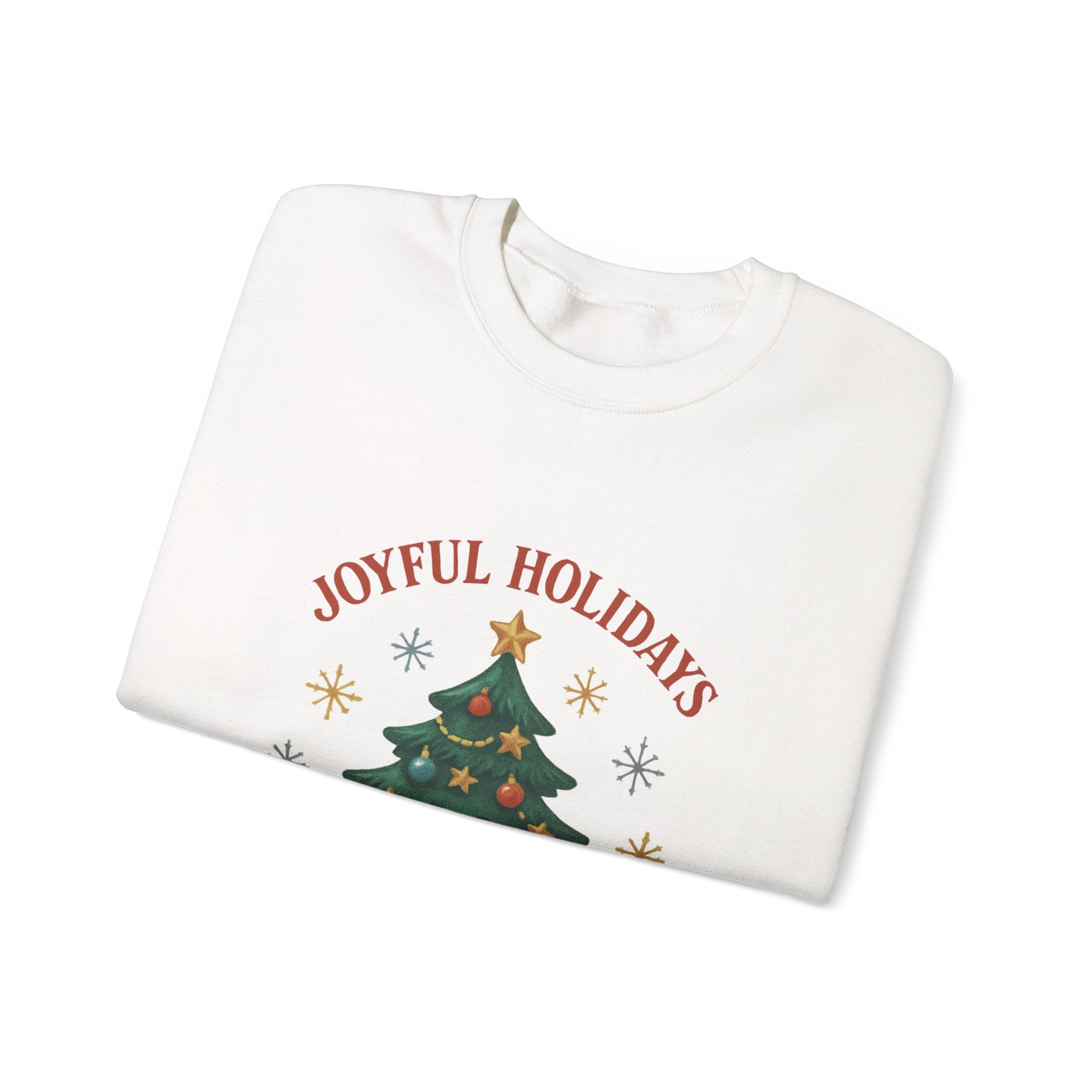 Holiday Crewneck Sweatshirt – Joyful Holidays Christmas Tree Design