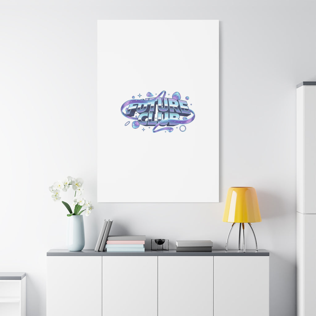 Futurist Chrome Logo Canvas | Iridescent Gradient, Liquid Metal Art