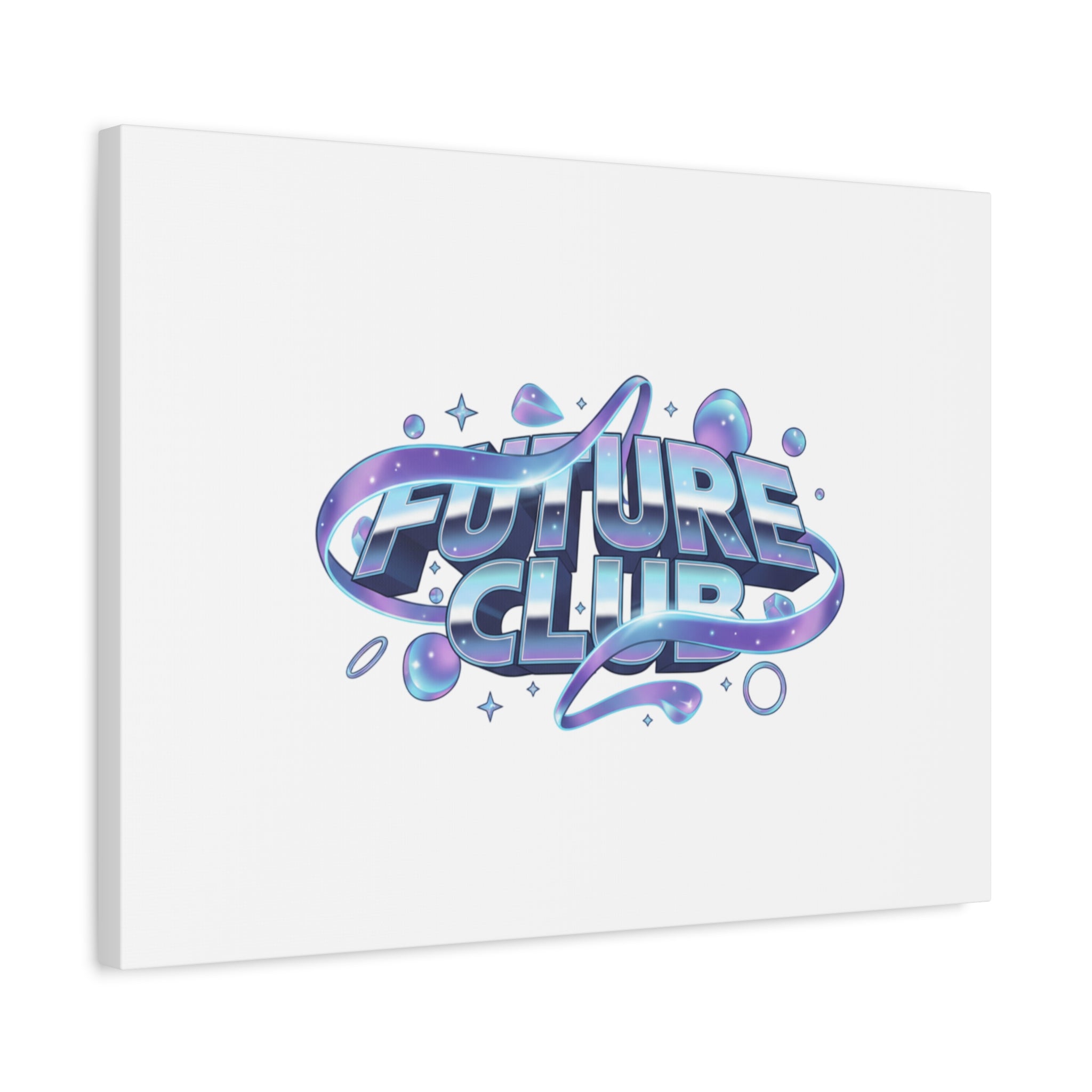 Futurist Chrome Logo Canvas | Iridescent Gradient, Liquid Metal Art
