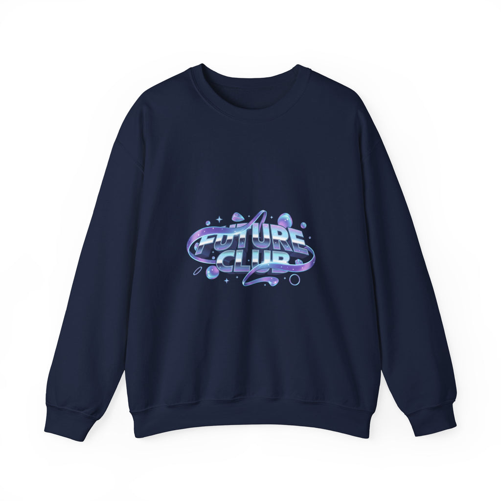 Futurist Chrome Gradient Crewneck Sweatshirt | Iridescent Liquid Metal Print