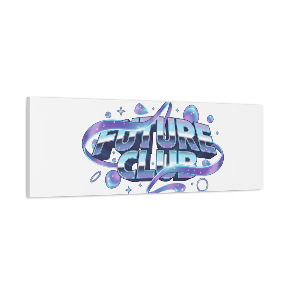 Futurist Chrome Logo Canvas | Iridescent Gradient, Liquid Metal Art
