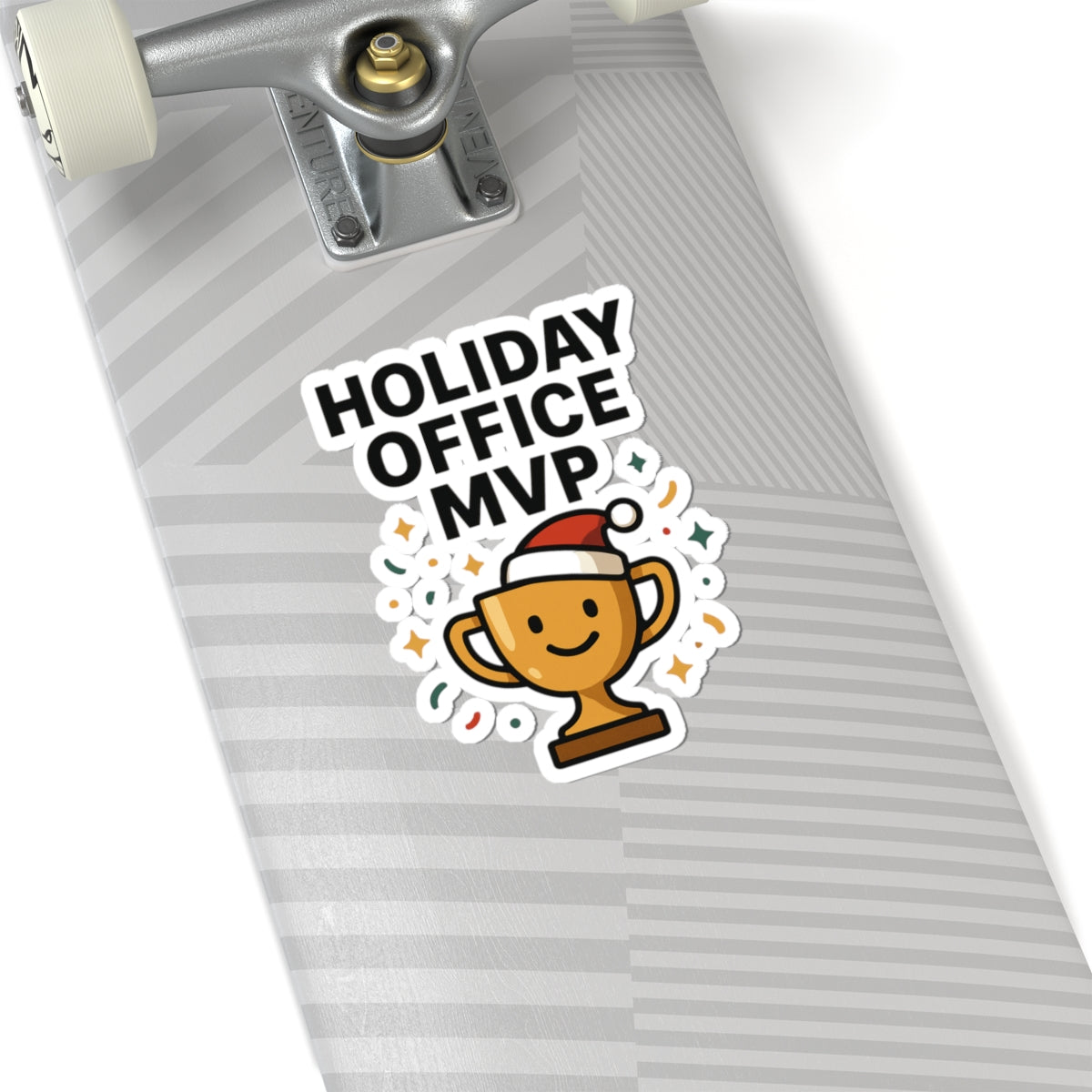 Holiday Office MVP Sticker — Festive Trophy Kiss-Cut Sticker for Coworkers & Office Parties