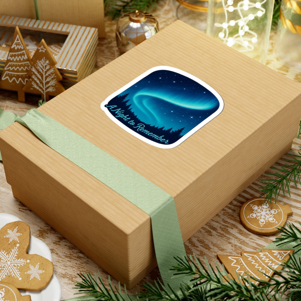 A Night to Remember Aurora Sticker — Northern Lights Kiss-Cut Sticker for Laptops & Travel Gear