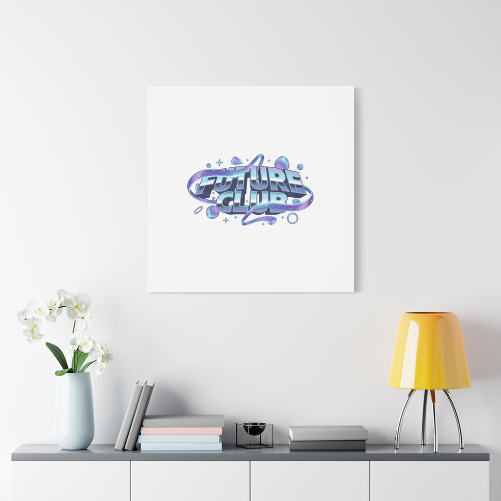 Futurist Chrome Logo Canvas | Iridescent Gradient, Liquid Metal Art