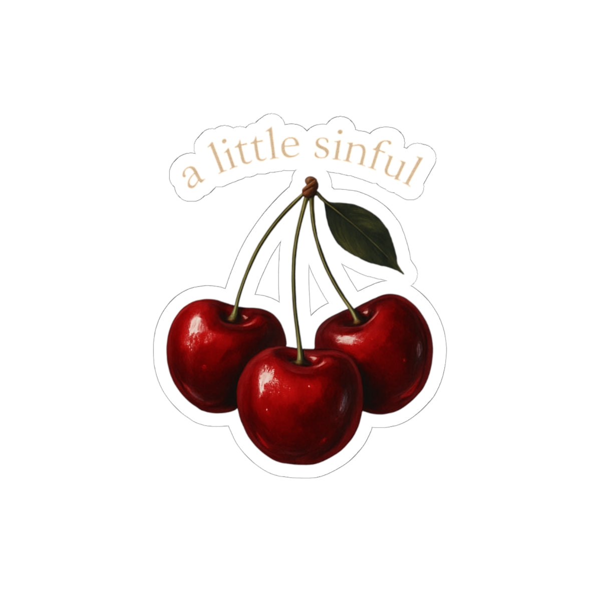 Cherry Sticker "a little sinful" — Vintage Fruit Kiss-Cut Decal for Laptops, Water Bottles & Journals