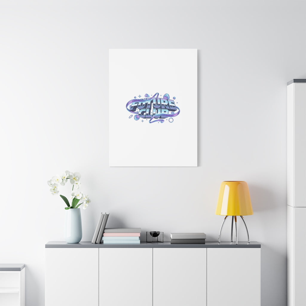 Futurist Chrome Logo Canvas | Iridescent Gradient, Liquid Metal Art