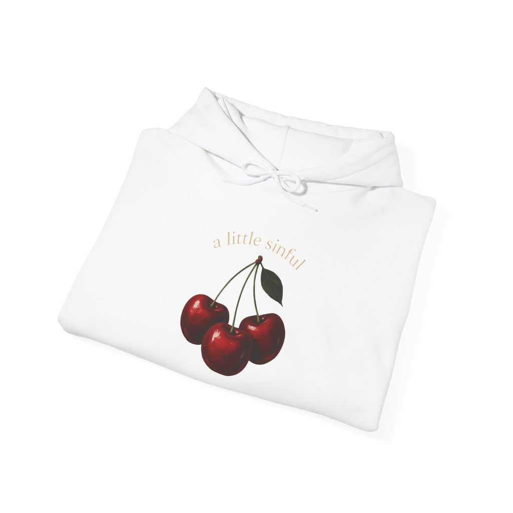 Cherry Illustration Hoodie — Minimal Vintage Fruit Graphic Sweatshirt