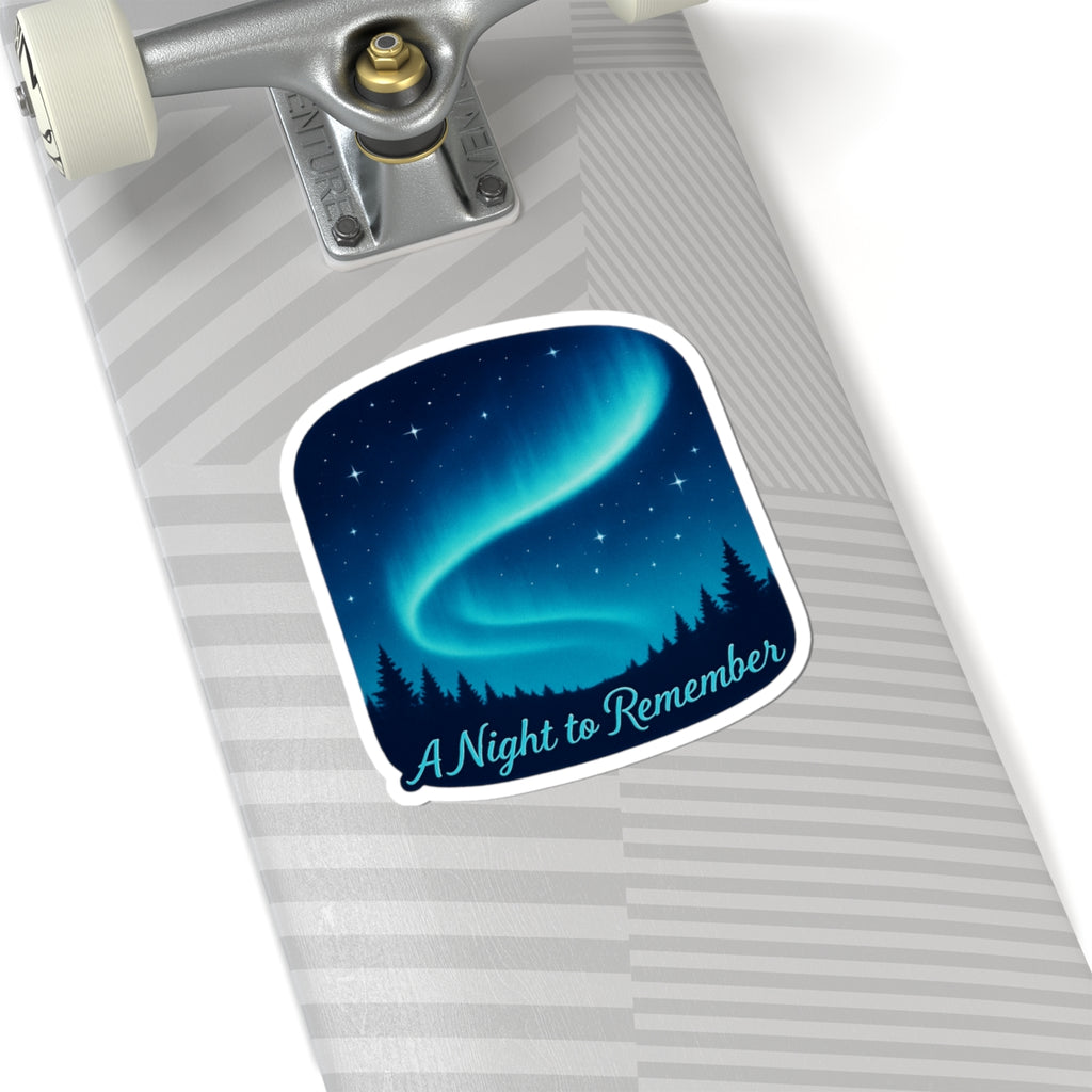 A Night to Remember Aurora Sticker — Northern Lights Kiss-Cut Sticker for Laptops & Travel Gear