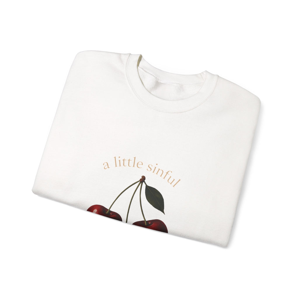 Crewneck Sweatshirt — "a little sinner" Cherry Graphic
