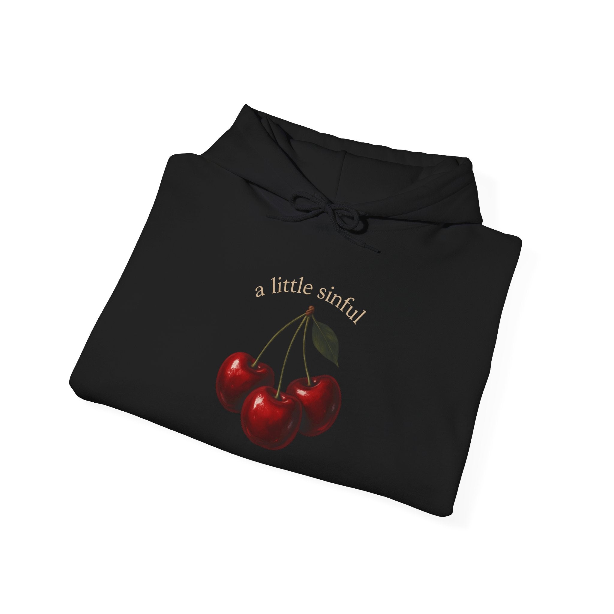 Cherry Illustration Hoodie — Minimal Vintage Fruit Graphic Sweatshirt