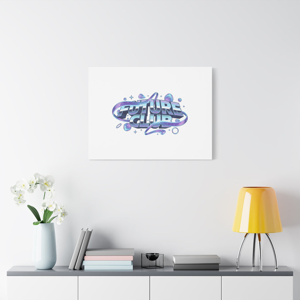 Futurist Chrome Logo Canvas | Iridescent Gradient, Liquid Metal Art