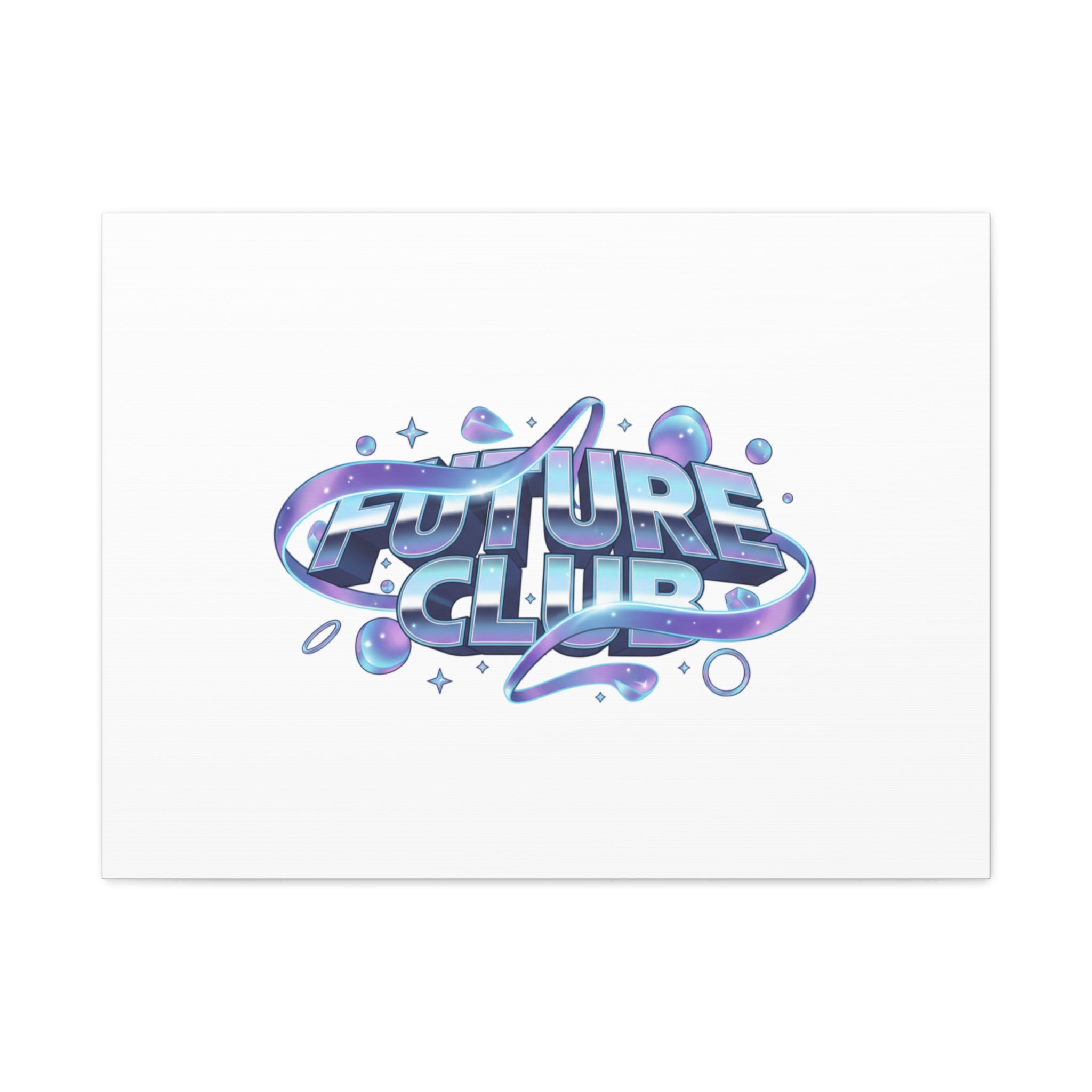 Futurist Chrome Logo Canvas | Iridescent Gradient, Liquid Metal Art