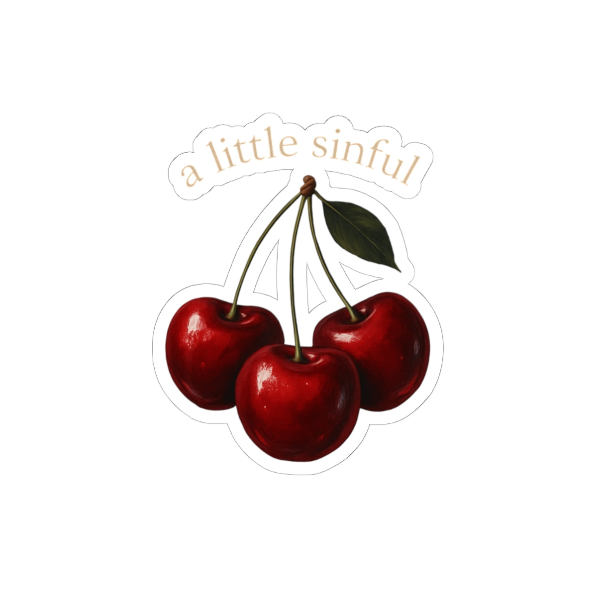 Cherry Sticker "a little sinful" — Vintage Fruit Kiss-Cut Decal for Laptops, Water Bottles & Journals