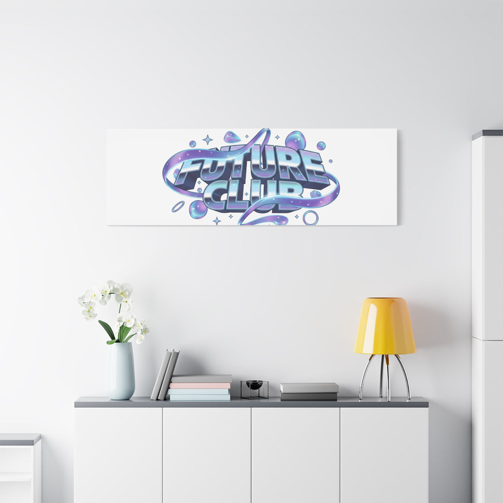 Futurist Chrome Logo Canvas | Iridescent Gradient, Liquid Metal Art