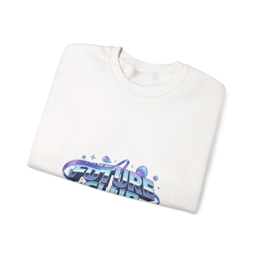 Futurist Chrome Gradient Crewneck Sweatshirt | Iridescent Liquid Metal Print
