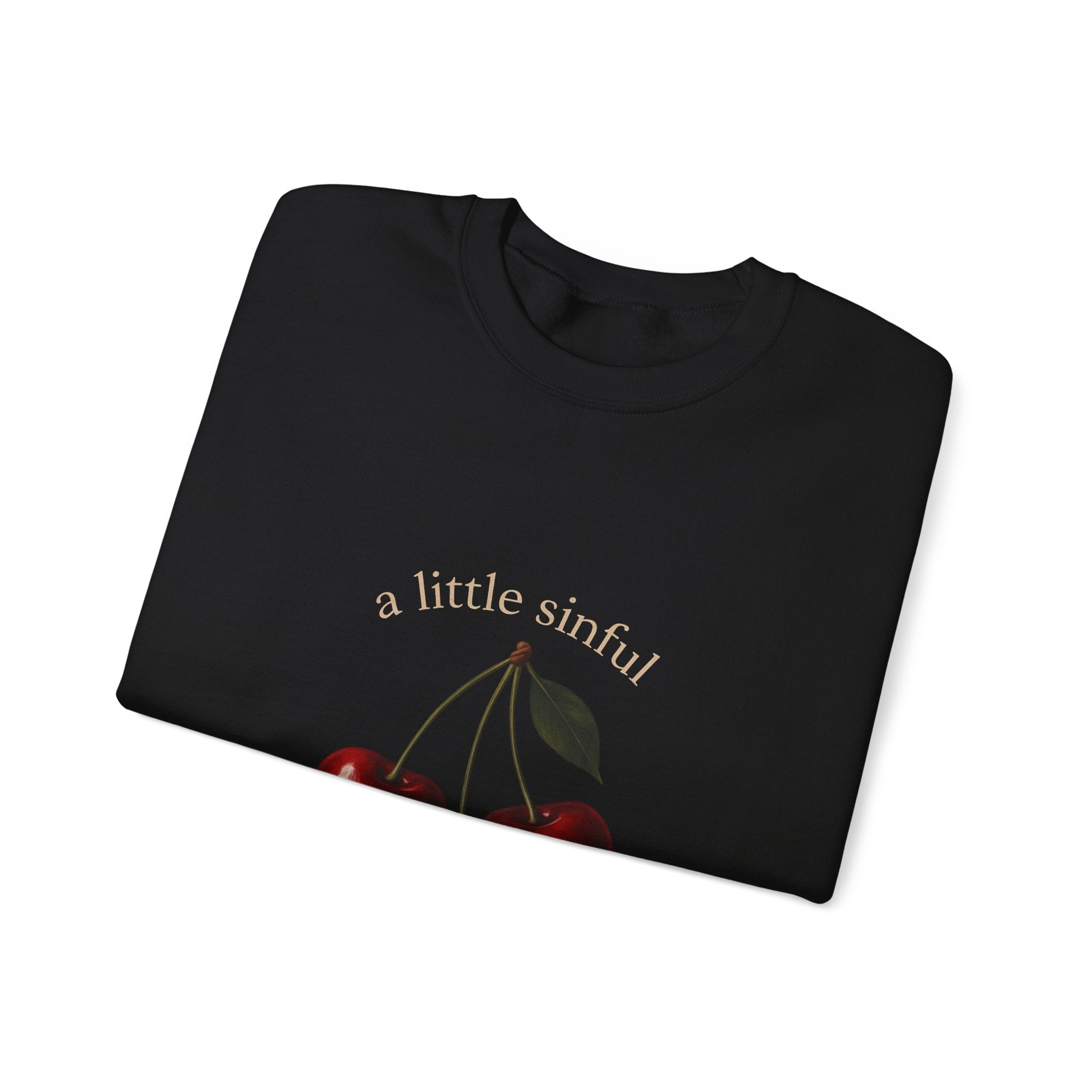 Crewneck Sweatshirt — "a little sinner" Cherry Graphic