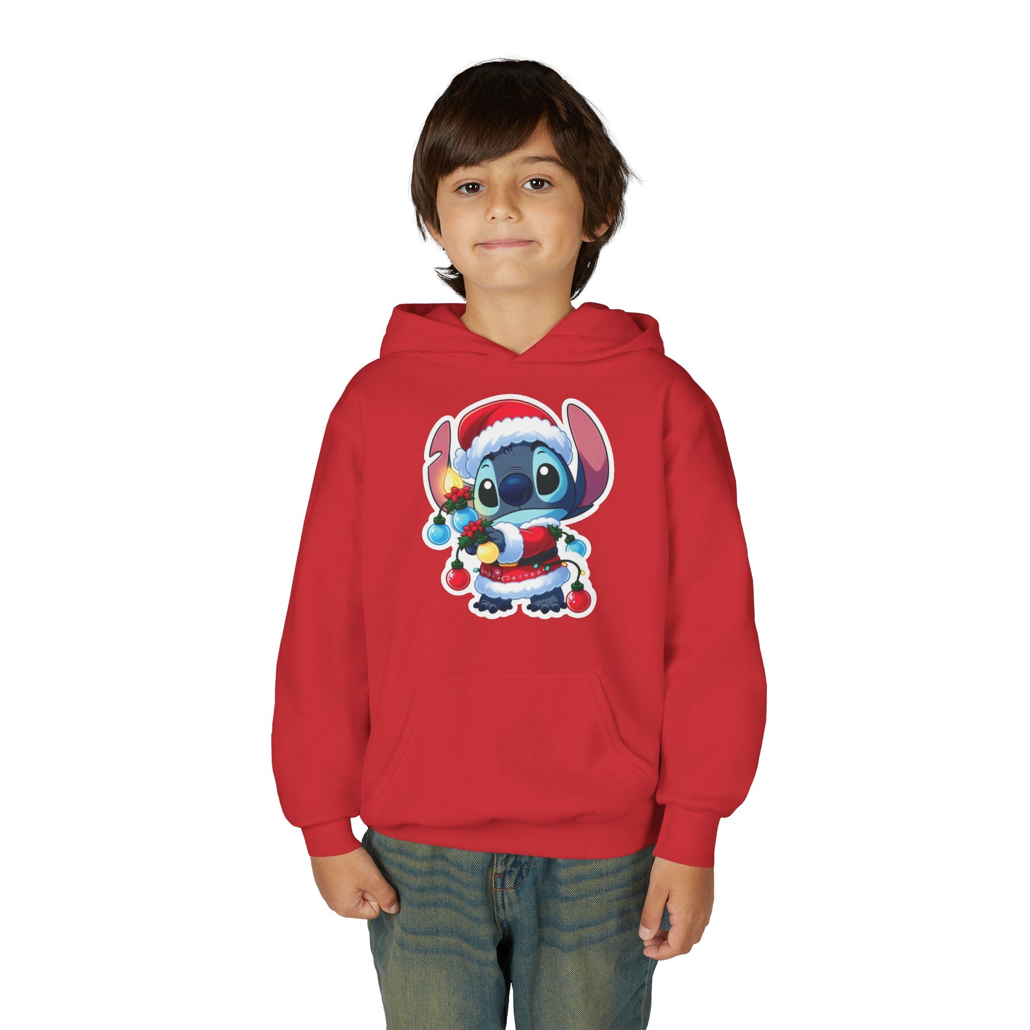 Festive Youth Hooded Sweatshirt with Santa Stitch Design, Holiday Sweatshirt, Christmas Gift, Kids Hoodie, Cute Winter Apparel, [...]